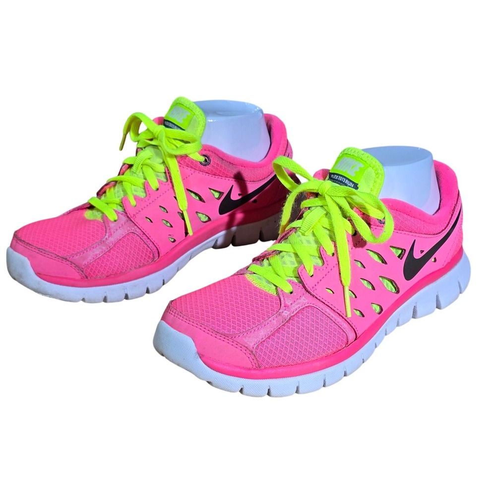 Nike Flex 2013 Run Pink Neon Athletic Shoes Youth Size 6.5Y